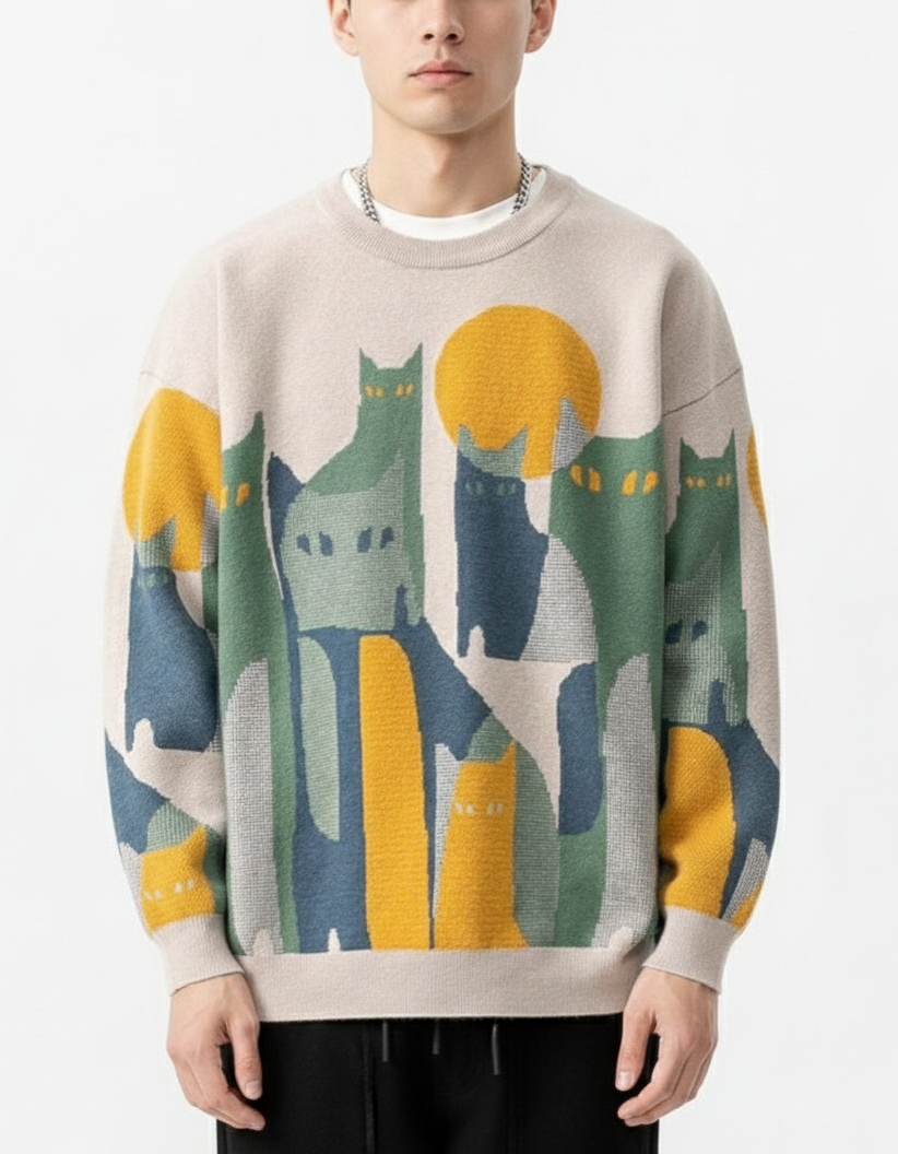 Brown Round Neck Long Sleeves Sweatshirt