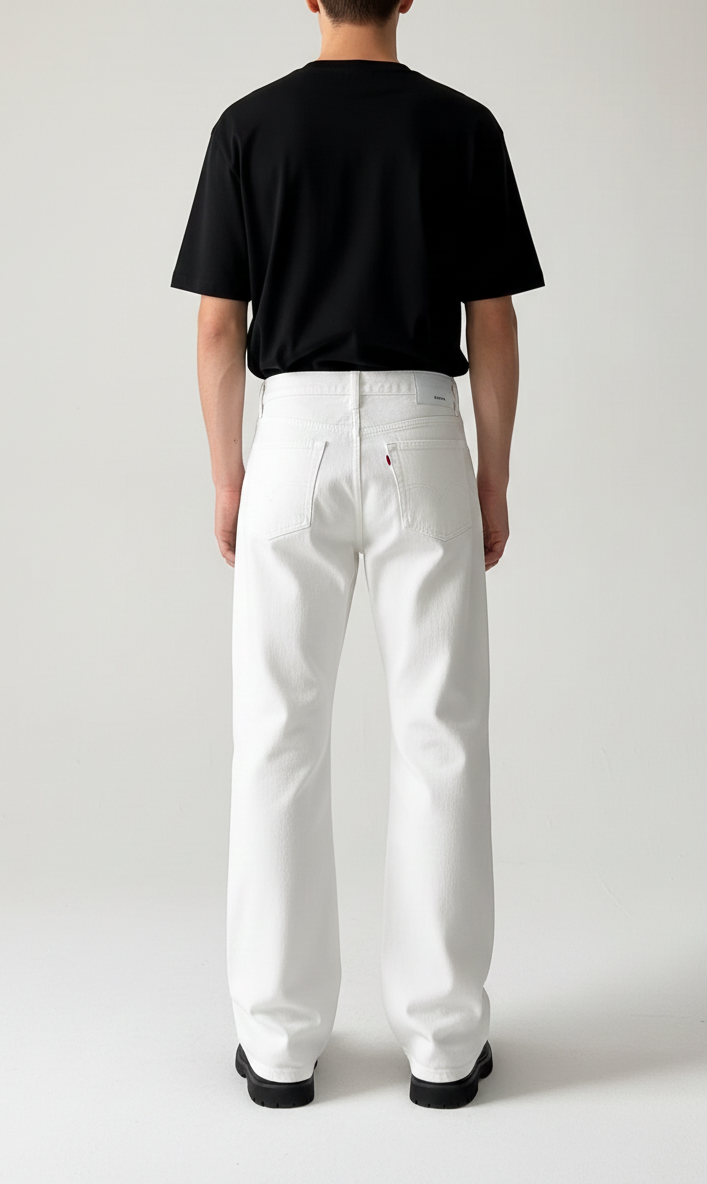White Relaxed Fit Solid Jeans